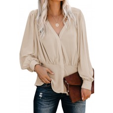 Apricot Button Down Pleated Blouse