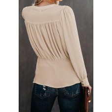 Apricot Button Down Pleated Blouse