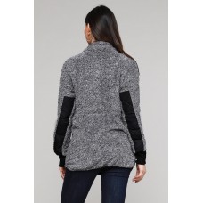 Charcoal Fleece Asymmetrical Snap Pullover