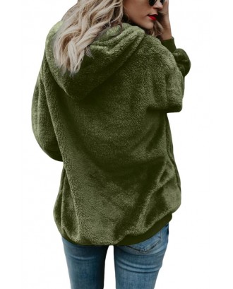 Green Warm Furry Pullover Hoodie
