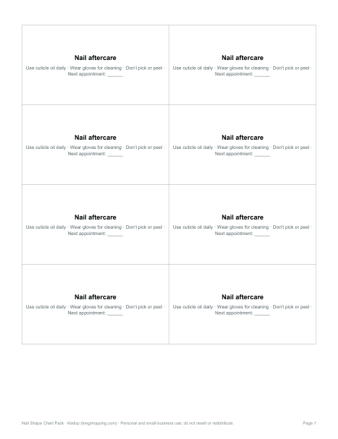 Preview of the first page of Aftercare cards (PDF)